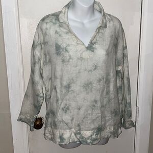 RACHEL ZOE 100% Linen Long Sleeve Blouse-L